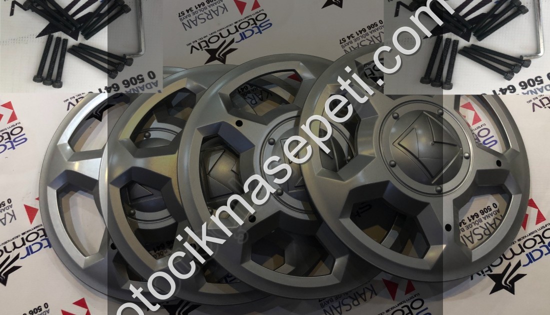 KARSAN J10 4 ADET GRİ JANT KAPAĞI 12 ADET VİDA  ALYAN ANAHTAR