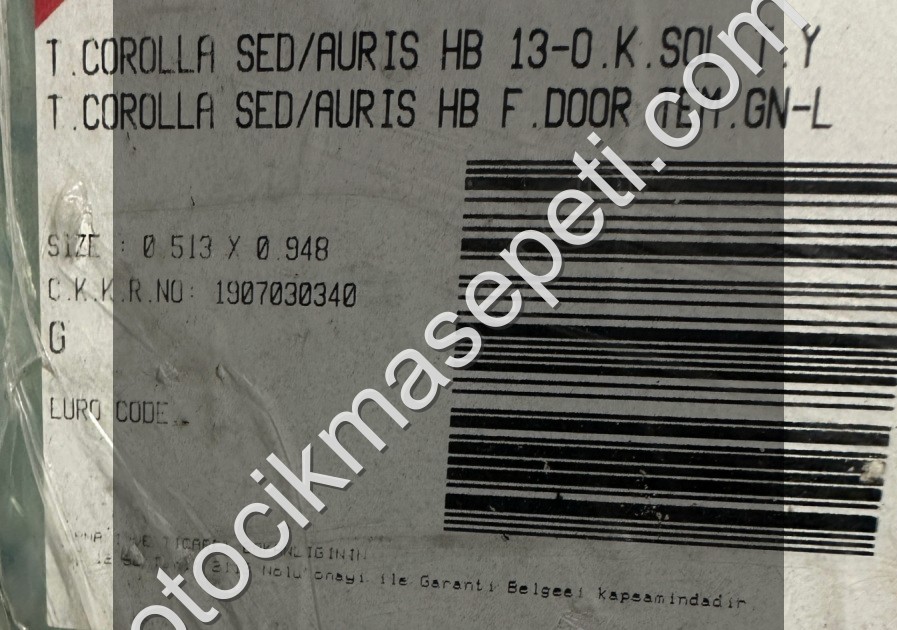 TOYOTA AURİS ÖN KAPI CAMI SOL 2013