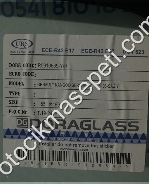 RENAULT KANGOO ARKA CAM SAĞ 2008